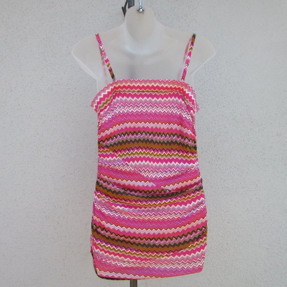 INC multi color chevron patter tube top L - Picture 7 of 7